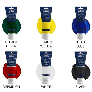 Bluebird Signature Acrylic Colours – 75 ml – Set of 6 PRIMARY